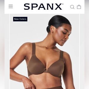 SPANX LIGHTLY LINED FULL COVERAGE FRONT CLOSURE CHESTNUT BROWN BRA SIZE 32B